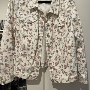 White denim floral jacket